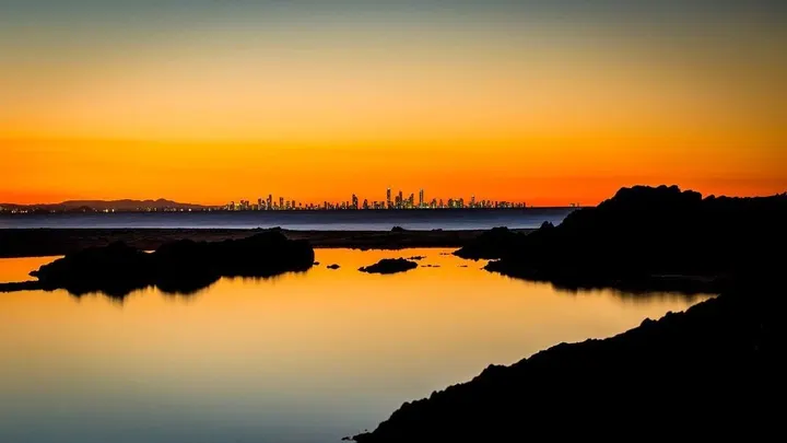 Rock-pool sunset