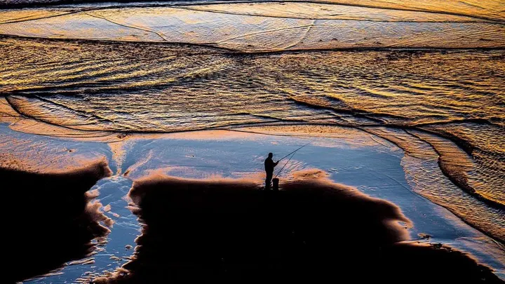 Gold sea, blue pool